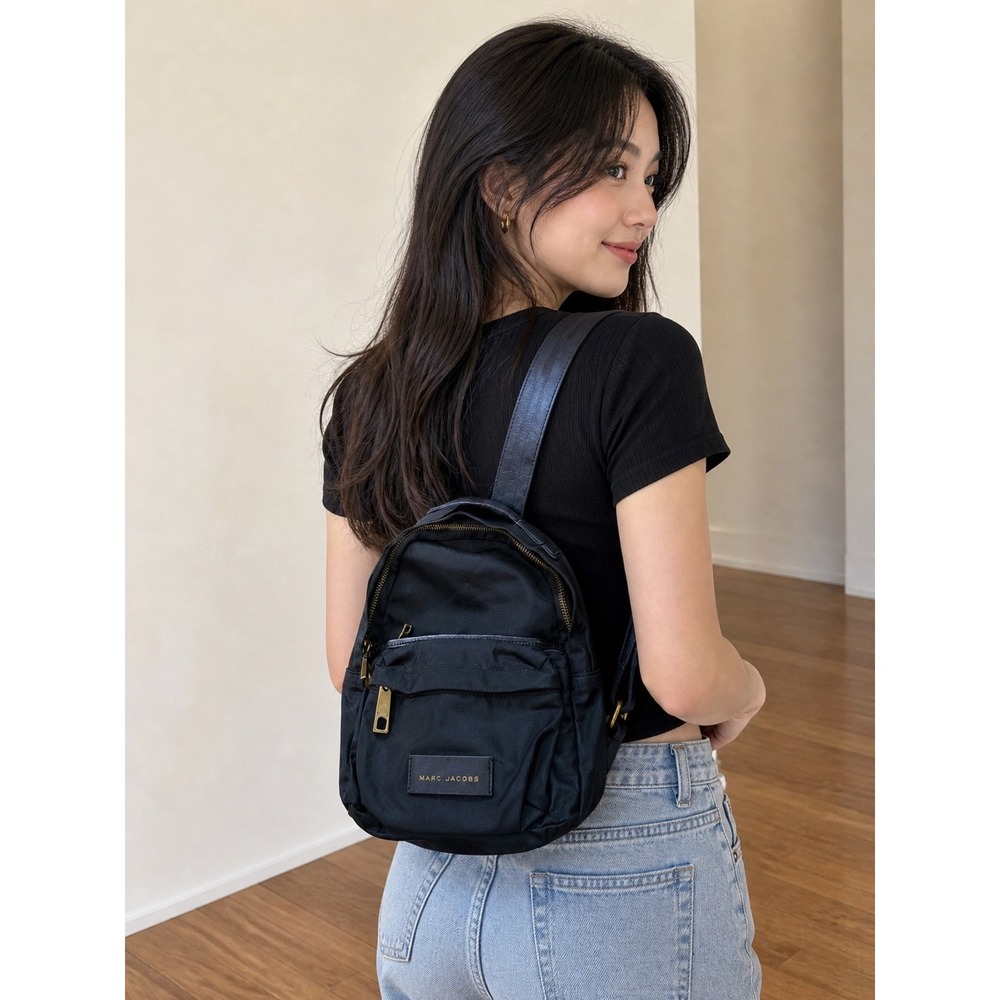 Marc Jacobs Mini Backpack Womens Black‎ Nylon Gold Hardware Small OS